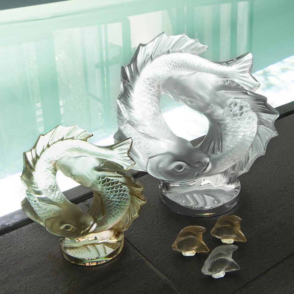 Lalique Double Fish Sculpture