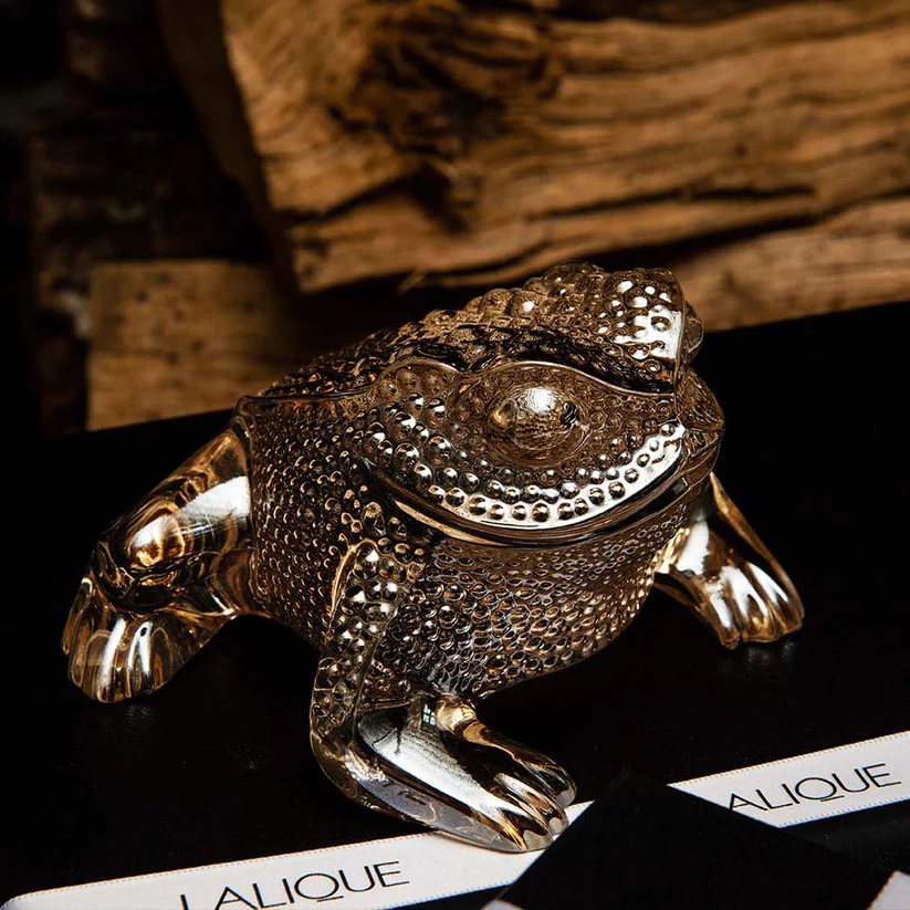 Lalique Gregoire Toad Gold Luster Crystal